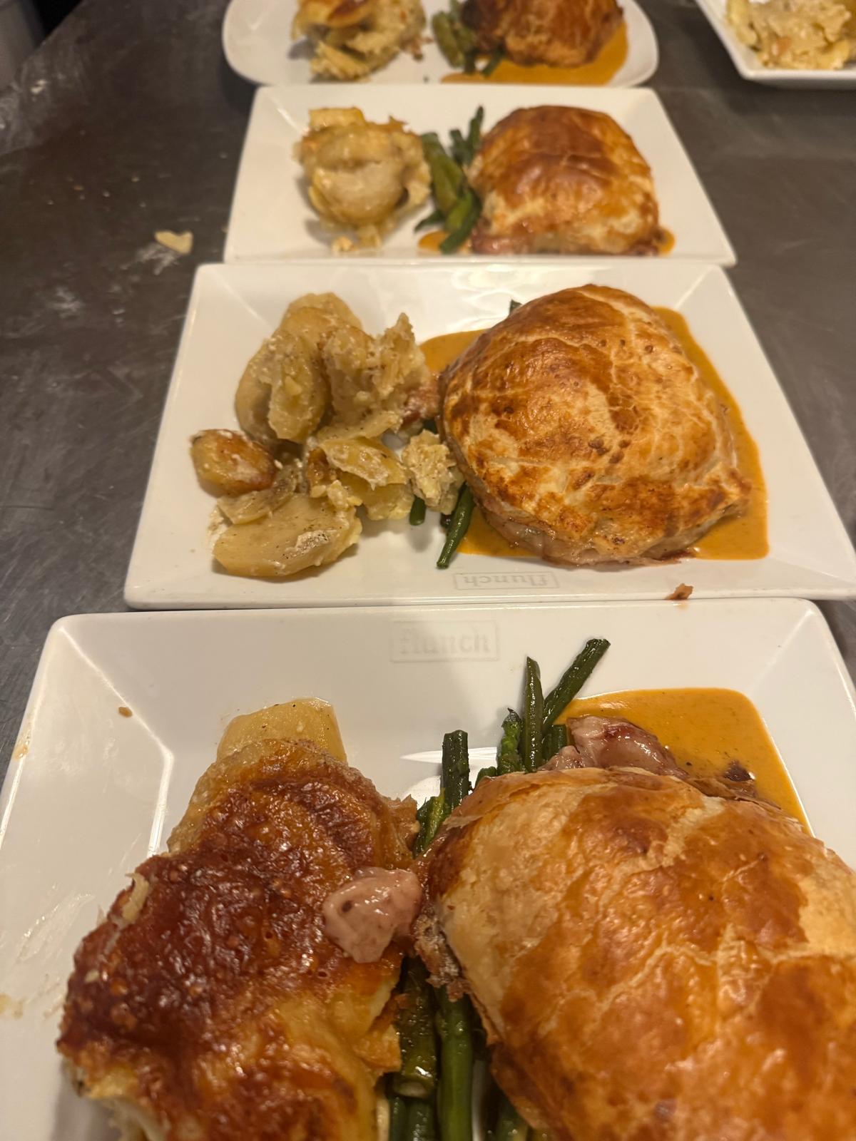Golden pastry plates ready for service at Moorish Lounge