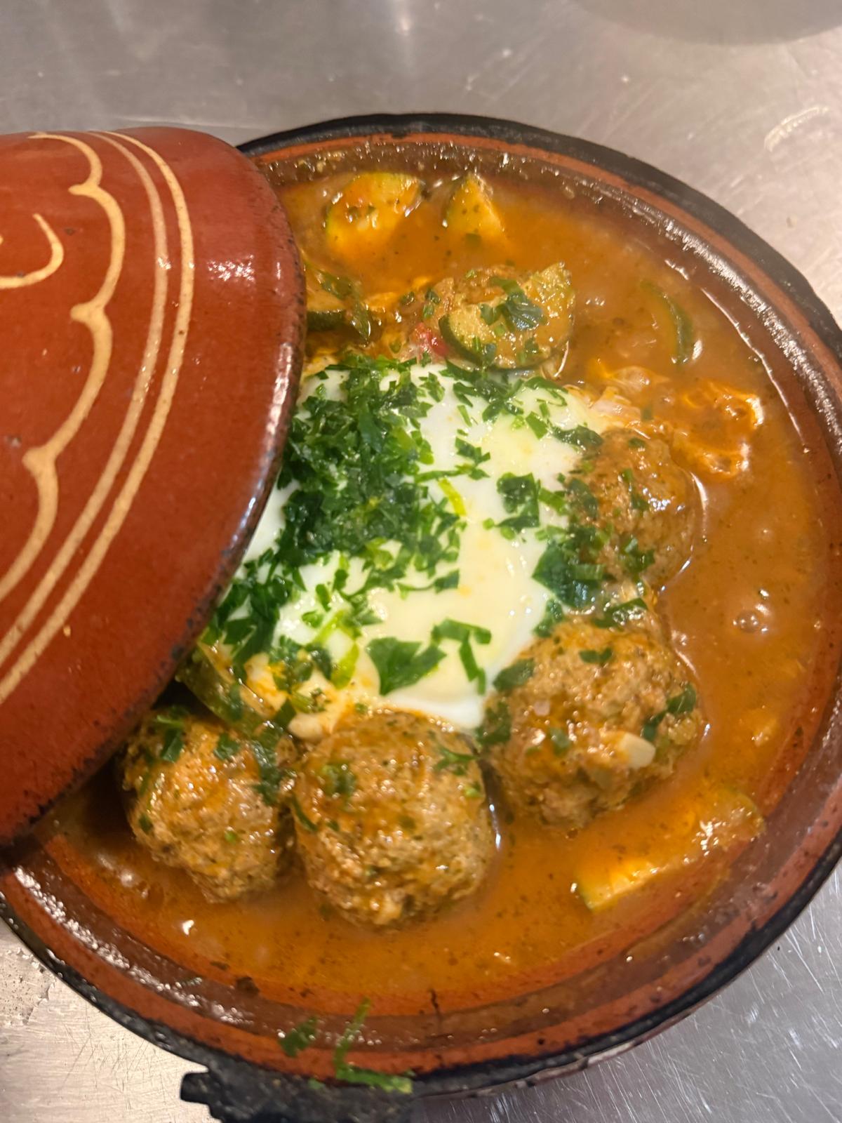 A traditional clay tagine served at Moorish Lounge