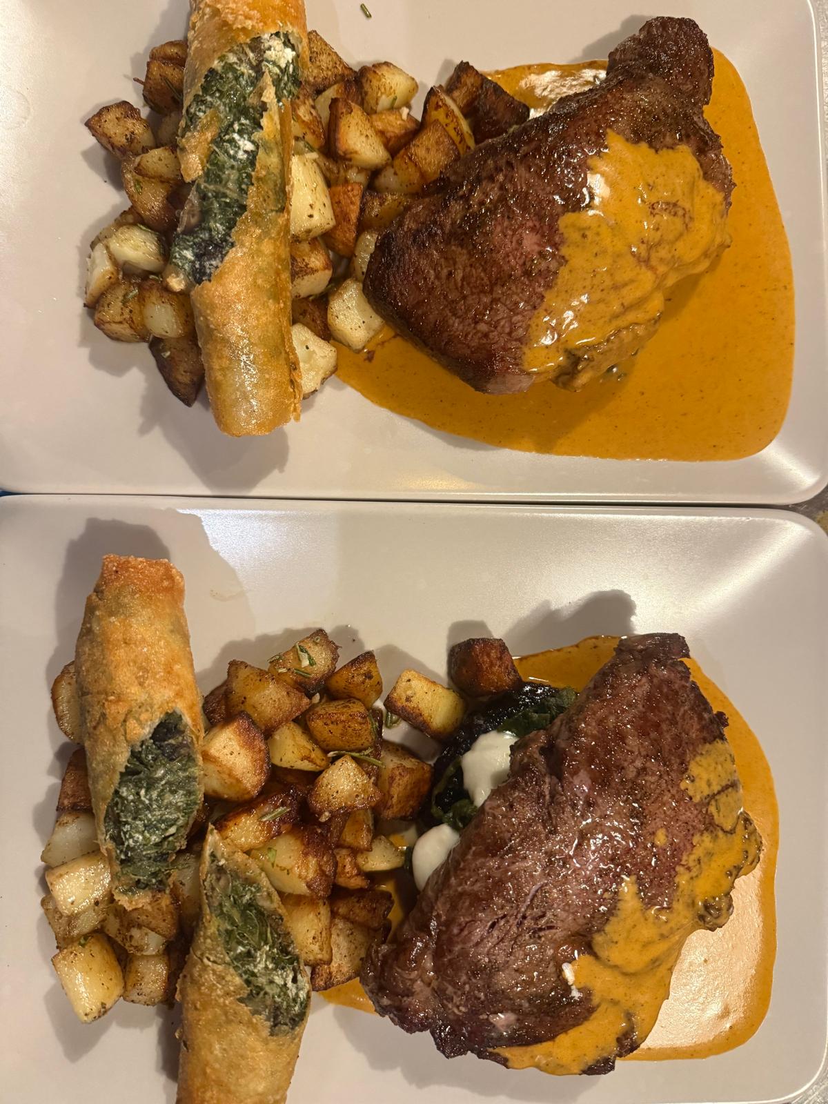 Two freshly prepared plates at Moorish Lounge